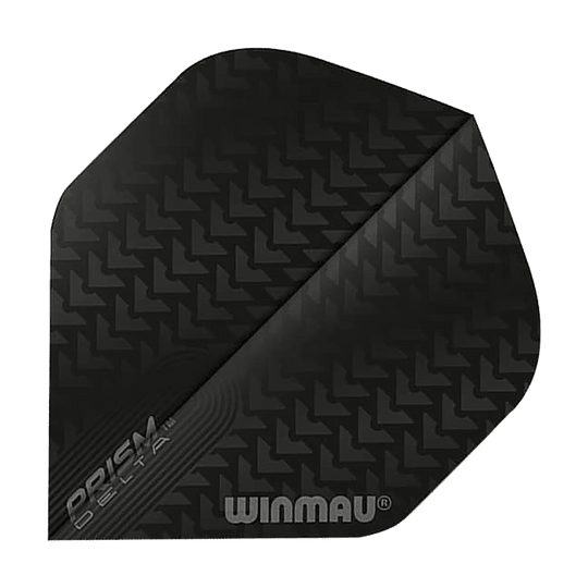 6915-200_Winmau_Prism_Delta_6915-200_Standard_Flights_1yiCb90c4W5Rks Das Bild zeigt ein Winmau Prism Delta 6915.200 Standard Flight für Dartpfeile. Das Flight ist schwarz mit einem dezenten Muster und den Aufdrucken "Prism Delta" und "Winmau".