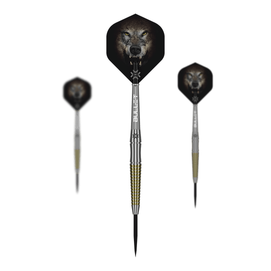 fléchettes en acier Bullet Fang Das Bild präsentiert ein Set der Bullet Fang Steeldarts. Mehrere Darts sind als Set zusammen abgebildet.