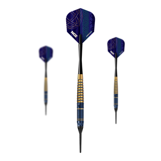 Fléchettes souples en laiton premium Harrows Nox Hier sind die Harrows Nox Premium Brass Softdarts abgebildet. Diese Pfeile sind für Softdart geeignet und bieten gute Qualität.