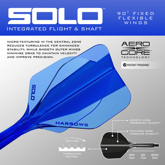 Système de flèche Harrows Solo No6 - Bleu Zu sehen ist das blaue Harrows Solo No6 Flight-Shaft-System. Dieses Produkt wird für Dartpfeile verwendet.