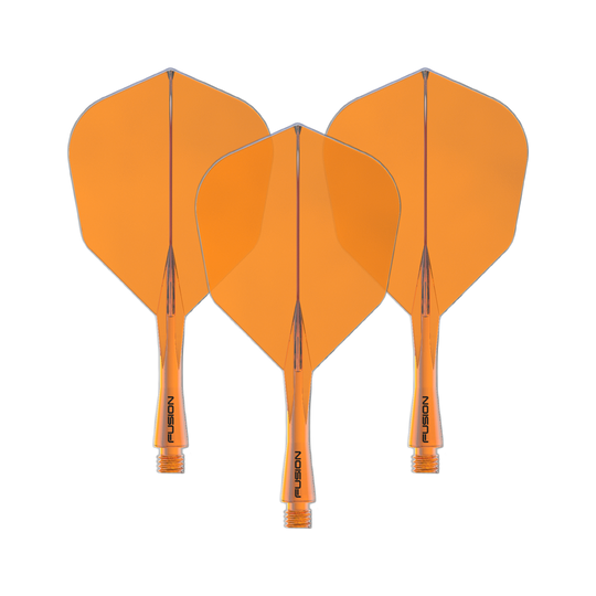 Système d'arbre de vol Winmau Fusion n° 6 Orange fluo Dies ist ein Bild eines Winmau Fusion Flight Shaft Systems No6 in Neon Orange, 22 mm. Das Produkt wird als Set dargestellt.