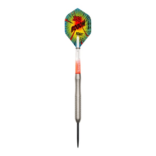 Fléchettes en acier Karella Comic Line CL-2 - 23 g Auf dem Bild ist das Produkt Karella Comic Line CL-2 Steeldarts - 23g zu sehen. Der Dartpfeil ist detailreich dargestellt.