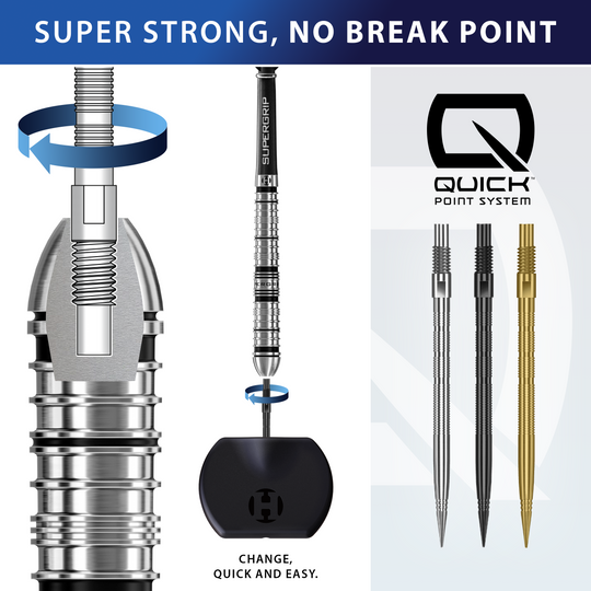 Pointes de fléchettes Harrows Quick Point Micro Ridge - Or Zu sehen sind Harrows Quick Point Micro Ridge Dartspitzen in Schwarz. Sie bieten eine spezielle Riffelung für einen festen Halt im Dart.