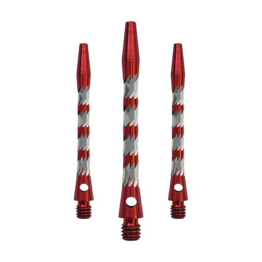 Tiges en aluminium Bulls NL Minor - Rouge - 46 mm Bulls NL Minor Aluminium Shafts in Rot, 46 mm lang. Das Bild zeigt ein Set roter Aluminiumschäfte für Dartpfeile.
