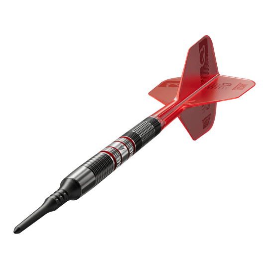 Fléchettes souples Target Gabriel Clemens 95K - 19 g Dies ist ein Target Gabriel Clemens 95K Softdart mit einem Gewicht von 19g. Der Dartpfeil hat ein schwarzes Barrel mit roten und silbernen Akzenten sowie einen roten Flight.