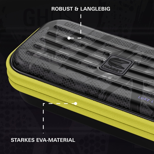 Étui à fléchettes Takoma Ghost Series Luke Littler Gezeigt wird das Takoma Ghost Series Luke Littler Dartcase. Die Tasche bietet Sicherheit und Komfort für alle Dart-Liebhaber.