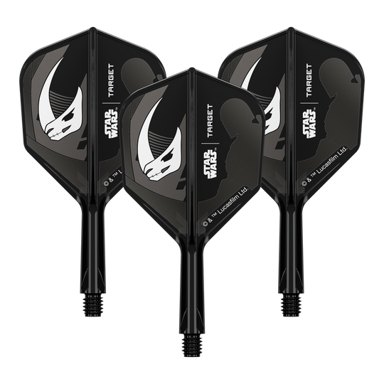 Coffret Target Star Wars K-Flex Mandalorian No6 Flights Auf dem Produkt ist eine Mandalorianer-Rüstung aus Star Wars abgebildet. Es handelt sich um einen weiteren No6 Flights 19 mm Dart-Flügel.
