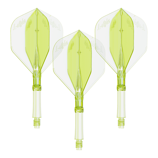 Éclairage L-L-Style-System - Jaune néon Hier ist ein Set Dart Flights in Neon-Gelb, mittlere Größe zu sehen. Die Flights sind für das L-Style L-System bestimmt.
