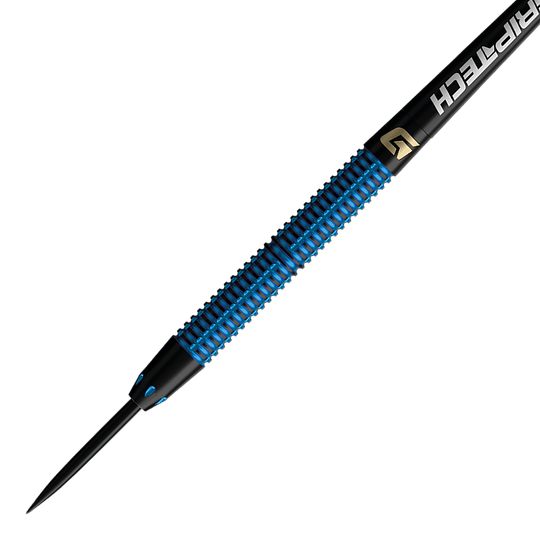 Fléchettes GOAT Athlete en acier tungstène bleu Hier sieht man die GOAT Athlete Black Tungsten Steeldarts. Sie sind speziell für Dart-Enthusiasten entwickelt.