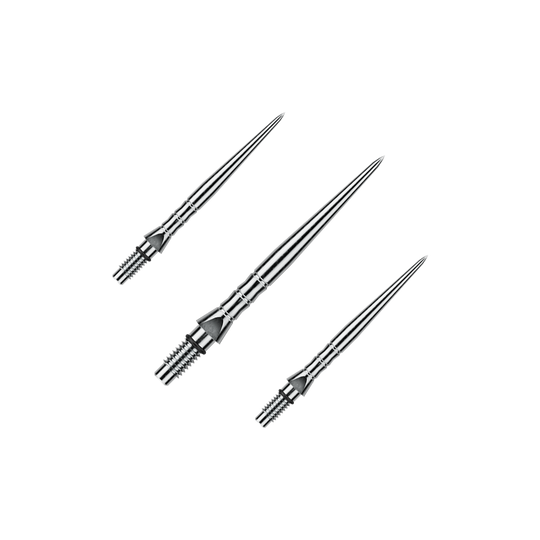 Pointes de fléchettes en acier Winmau Switch Point Wave - Effet argent Abgebildet sind Winmau Switch Point Wave Silver Effect Steeldartspitzen mit 26 mm Länge als Set. Die Steeldartspitzen sind im silbernen Wellendesign gestaltet.