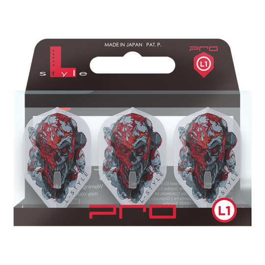 Vols L-Style Ryan Searle Signature V4 Blanc Transparent L1PRO Das Bild zeigt die L-Style Ryan Searle Signature V4 Clear White L1PRO Flights. Es handelt sich um hochwertige Flights für Dartsport.