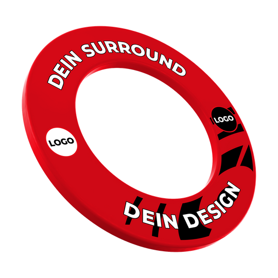 Auf dem Bild sieht man ein rotes Dartboard-Surround. Es wird zum Auffangen fehlgeworfener Darts verwendet.