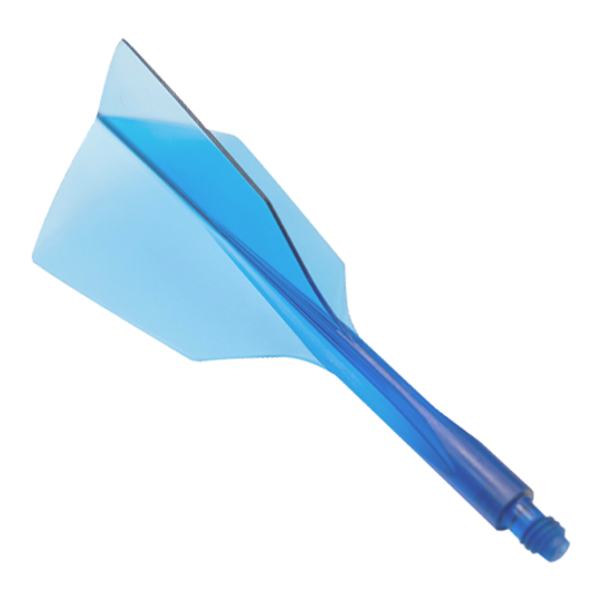 Condor Ax 120 Flight System Bleu clair - Étroit Das Bild zeigt ein Dart-Flight-System in klarem Blau mit schmalem Design. Es handelt sich um das Produkt "Condor Axe 120 Flight-System Clear Blue - Narrow".