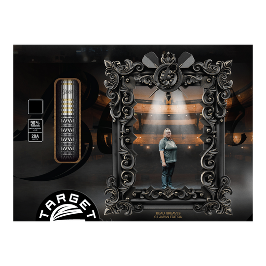 Gezeigt wird das Produkt Target Japan Beau Greaves Japan Edition Swiss Point Softdarts - 21g. Diese Darts überzeugen durch japanisches Design und Präzision.