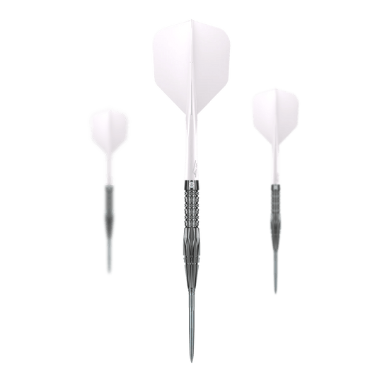 Fléchettes en acier Caliburn Prisma P1 - 19,5 g Das Bild zeigt die Caliburn Prisma Steeldarts - 19,5g. Diese Steeldarts sind ein hochwertiges Produkt für Dartspieler.