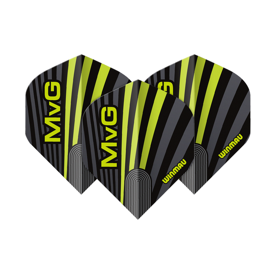 Vols standard Winmau Prism Delta MvG Gris Vert n° 2 Abgebildet sind die Winmau Prism Delta MvG Grey Green No2 Standard Flights. Diese Dart-Flights haben ein graues und grünes Design.