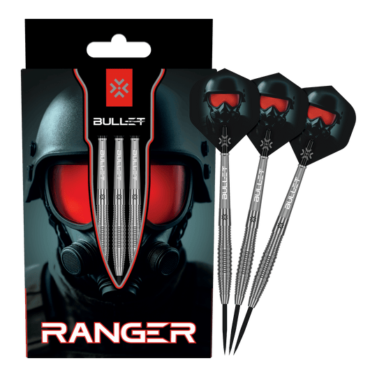 fléchettes en acier Bullet Ranger Auf dem Bild ist das vollständige Set der Bullet Ranger Steeldarts zu sehen. Die Steeldarts werden für Präzisionswürfe verwendet.