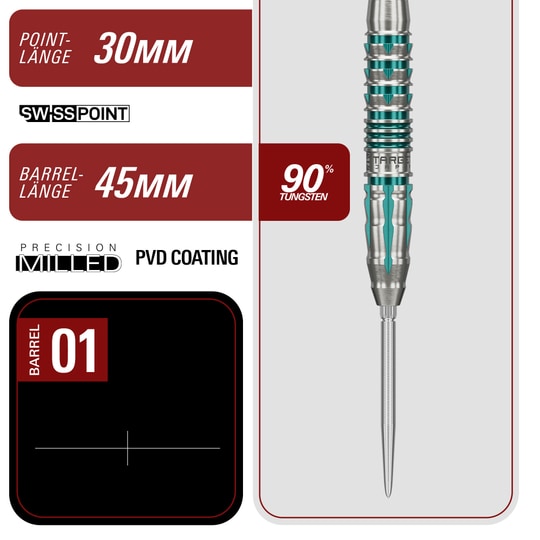 Fléchettes en acier Target Japan Black Marque Pierce Swiss Point à pointe noire Zu sehen sind die Target Japan Black Marque Pierce Swiss Point Steeldarts. Die Darts überzeugen durch ihr modernes Design.