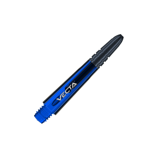 7025-105_Winmau_Vecta_Shafts_Blau_34mm_2 Das Bild zeigt einen blauen Winmau Vecta Shaft. Der Schaft hat ein glänzendes Design mit der Aufschrift "VECTA".