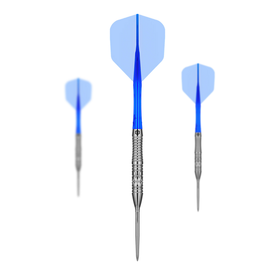 Abgebildet sind die Caliburn Rix EZ-EVO R2 Steeldarts als Set. Das Produkt ist für Dartspieler und Sammler interessant.