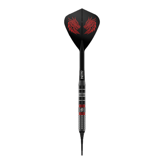 Fléchettes souples Red Dragon Jonny Clayton RD-ULTRA - 18 g Dieses Bild zeigt einen einzelnen Red Dragon Jonny Clayton RD-ULTRA Softdart mit 18g. Zu sehen sind silberne, schwarze und rote Elemente sowie ein auffälliger Flight.