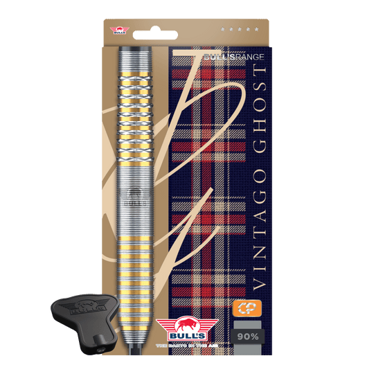 Zu sehen ist das Produkt Bulls NL Vintago Ghost Convertible Points Steeldarts. Die Darts zeichnen sich durch ihre Wandelbarkeit und Präzision aus.