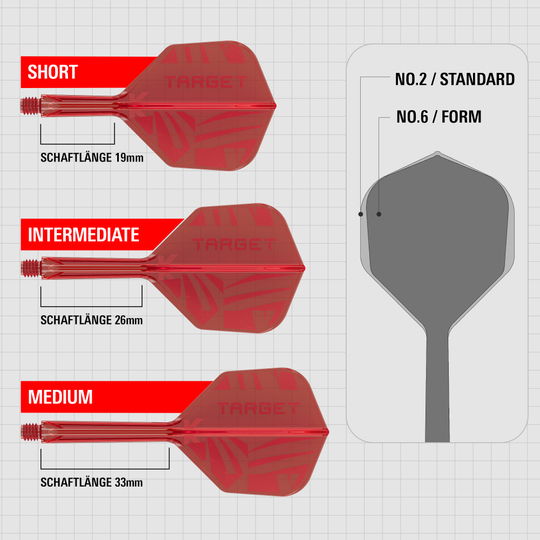 Ailettes Target K-Flex Rouge No6 Abgebildet sind die Target K-Flex Red No6 Flights. Die Dartflights sind in roter Farbe und haben eine standardisierte Form.