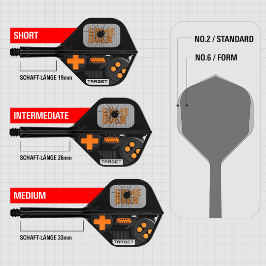 Vols standard Target K-Flex Game Over No2 Abgebildet sind die Target K-Flex Game Over No2 Standard Flights. Diese Flights eignen sich für Dartspieler.