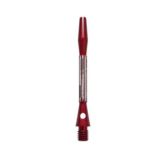 Das Foto zeigt die Bulls NL Flash 2 Aluminium Shafts in Rot, 46 mm lang. Die Shafts sorgen für mehr Haltbarkeit bei Dartpfeilen.