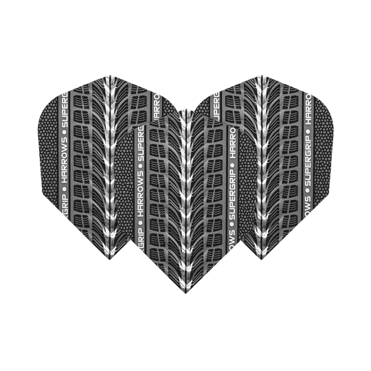 Harrows Supergrip Blanc No6 Flights Harrows Supergrip Weiß No6 Flights sind abgebildet. Das Bild zeigt weiße Dart-Flights der Marke Harrows.