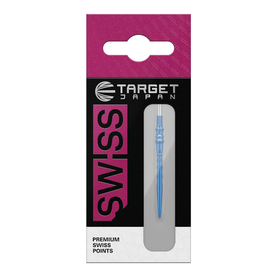 Pointes de fléchettes Target Japan Premium Swiss Point - Bleues Zu sehen sind Target Japan Premium Swiss Point Dartspitzen in der Farbe Blau. Sie werden als Ersatzspitzen für Dartpfeile verwendet.
