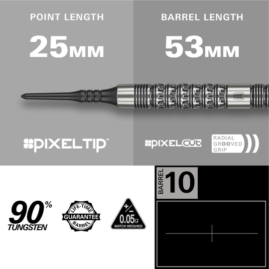 Target Redux 10 fléchettes souples - 18 g Gezeigt wird das Produkt Target Redux 10 Softdarts - 18g. Die Softdarts sind als Set zu sehen.