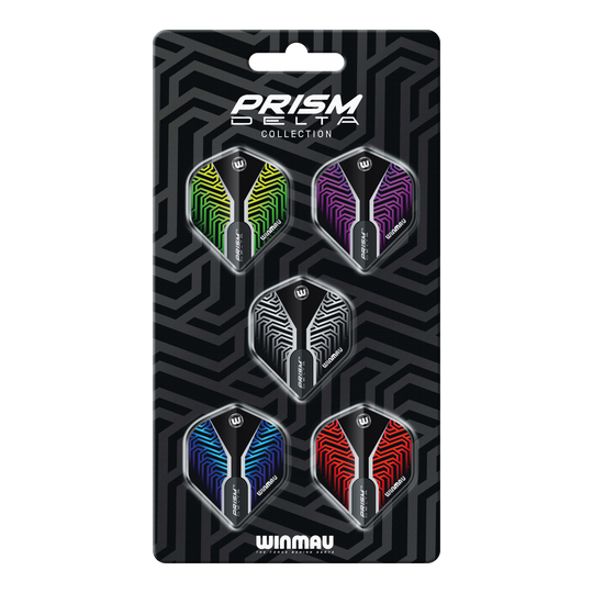 Zu sehen ist die Winmau Prism Delta No2 Standard Flight Collection. Diese Flights eignen sich bestens für präzise Dartspiele.