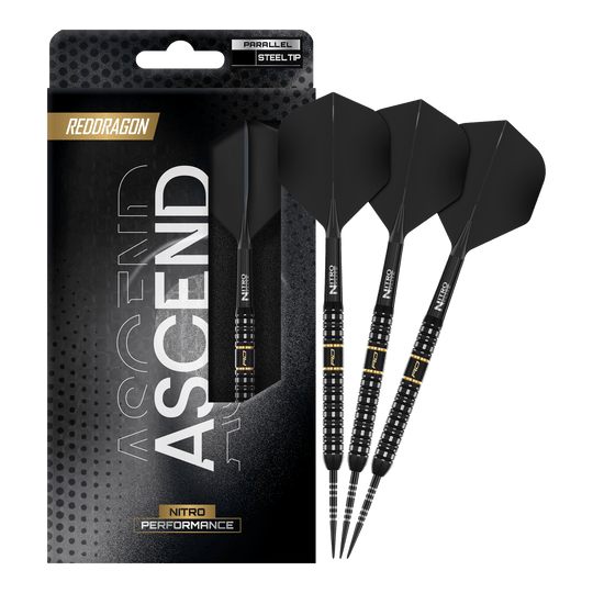 Fléchettes en acier parallèles Red Dragon Ascend Das Foto zeigt die vollständigen Red Dragon Ascend Parallel Steeldarts. Die Darts sind komplett und einsatzbereit dargestellt.