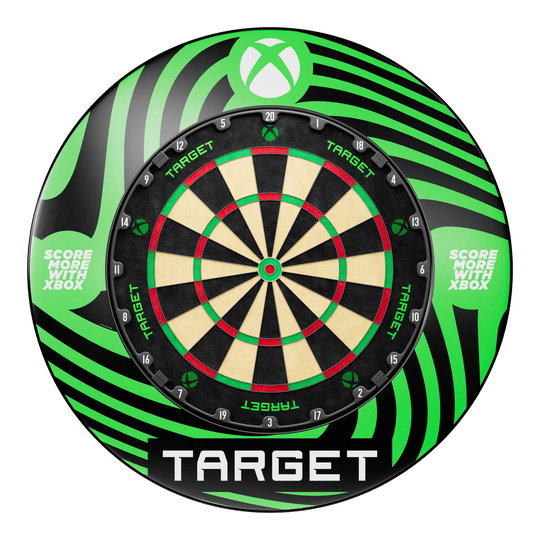 Pack de fléchettes et de jeux de fléchettes Target Xbox Das Foto zeigt das Target Xbox Dartboard Surround Bundle. Das Bundle eignet sich zur Umrandung und zum Schutz Ihrer Dartscheibe.