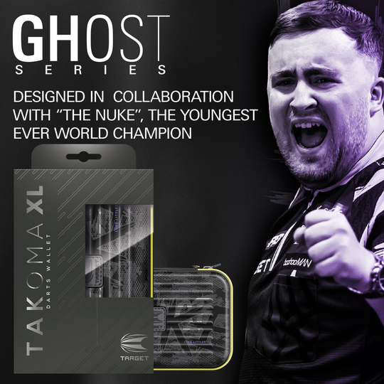 Étui à fléchettes Takoma XL Ghost Series Luke Littler Zu sehen ist das Takoma XL Ghost Series Luke Littler Dartcase. Das Dartcase ist modern gestaltet und dient zur Aufbewahrung von Darts.