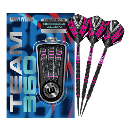 Fléchettes en acier Winmau Team 360 Rebecca Allen - 24 g Diese Grafik zeigt die Winmau Team 360 Rebecca Allen Steeldarts - 24g in ihrer vollen Länge. Sie sind für ambitionierte Dartspielerinnen und Dartspieler geeignet.