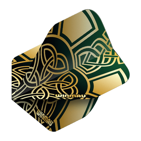 Vols standard Winmau Prism Delta Brendan Dolan Celtic Knot Black Gold No2 Gezeigt werden die Winmau Prism Delta Brendan Dolan Celtic Knot Black Gold No2 Standard Flights. Die Flights sind für Darts mit einem auffälligen keltischen Design gestaltet.