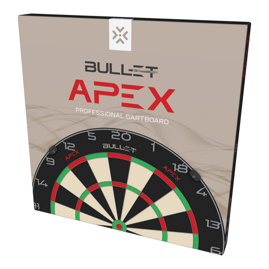 Cible en acier Bullet Apex Abgebildet ist das Bullet Apex Steeldartboard. Das Produkt wird aus einer anderen Perspektive gezeigt.