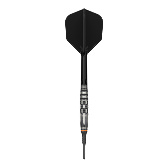 Fléchettes souples Target Japan Black Marque Dancing Duck GEN 4 - 17 g Das Bild zeigt einen Softdart mit schwarzer Spitze, Schaft und Flight. Es handelt sich um das Produkt "Target Japan Black Marque Dancing Duck GEN 4 Softdarts - 17g".