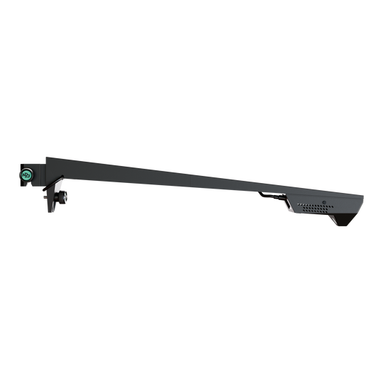 Caméra Target VIRT Das Bild zeigt die Target VIRT Kamera, ein schlankes, modernes Kameragerät. Sie hat ein langes, schwarzes Gehäuse mit einem kleinen Kameraelement an einem Ende.