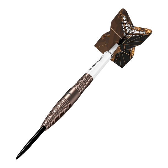 Mission Cam Crabtree V2 95% Tungsten Steeldarts sind auf dem Bild zu sehen. Sie bestehen aus hochwertigem Wolfram und sind speziell für den Dartsport entwickelt.