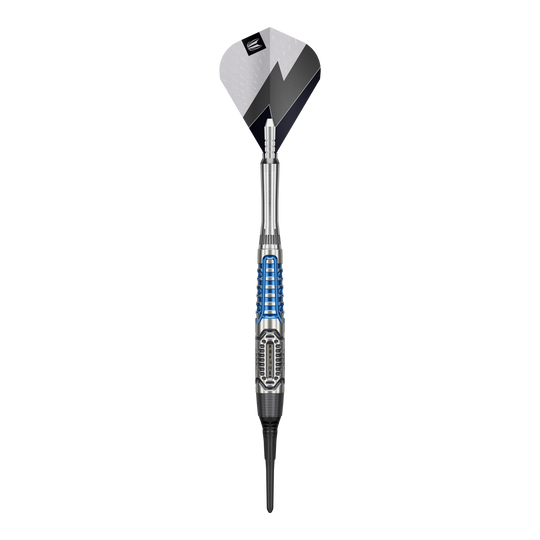 Fléchettes souples Target Phil Taylor Power X Chrono Das Bild zeigt die Target Phil Taylor Power X Chrono Softdarts. Es handelt sich um spezielle Softdarts, benannt nach dem bekannten Dartspieler Phil Taylor.