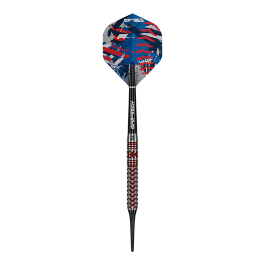 Fléchettes souples GOAT Curveball - 20 g Hier sieht man die 'GOAT Curveball Tungsten Softdarts - 20g'. Diese Softdarts bestehen aus robustem Tungsten und wiegen 20 Gramm.