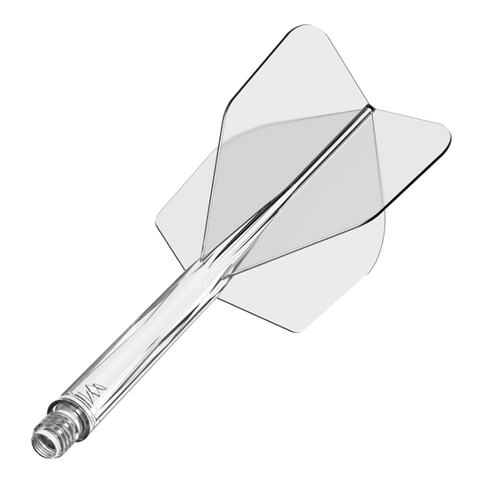 Système d'arbre de transMission Mission Force 90 n° 6 - Transparent Das Bild zeigt das Produkt "Mission Force 90 No6 Flight-Shaft-System - Clear". Es handelt sich um ein durchsichtiges Flightsystem für Darts.