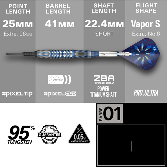 Fléchettes souples Target Phil Taylor Gx2 Zu sehen sind die Target Phil Taylor Gx2 Softdarts. Diese Softdarts bieten optimalen Halt und ein stilvolles Aussehen.