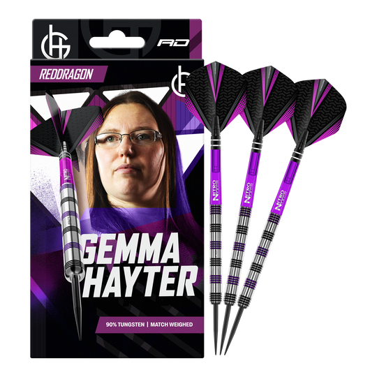Fléchettes en acier Red Dragon Gemma Hayter - 22 g Dieses Bild zeigt die Red Dragon Gemma Hayter Steeldarts - 22g in ihrer vollen Länge. Die Darts sind speziell für Präzision und Kontrolle entwickelt.