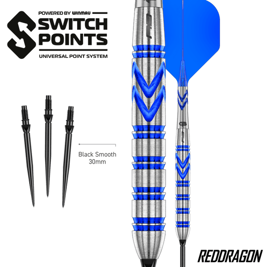 Fléchettes en acier Red Dragon Gerwyn Price Blue Original Switch Point Die Red Dragon Gerwyn Price Blue Original Switch Point Steeldarts werden präsentiert. Sie zeichnen sich durch ihr markantes blaues Design aus.