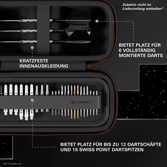 Étui à fléchettes Target Star Wars Boa - Mandalorien Dieses Bild zeigt das Target Star Wars Boa Dartcase - Mandalorian. Das Dartcase hat ein Motiv vom Mandalorianer aus Star Wars.