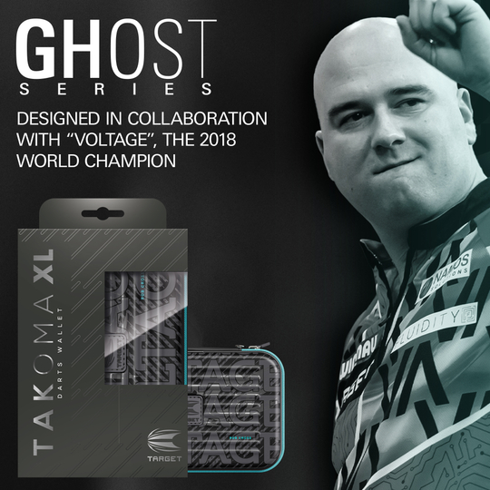 Étui à fléchettes Takoma XL Ghost Series Rob Cross Zu sehen ist das Takoma XL Ghost Series Rob Cross Dartcase. Es ist ein spezielles Dartcase für die Ghost Series von Rob Cross.